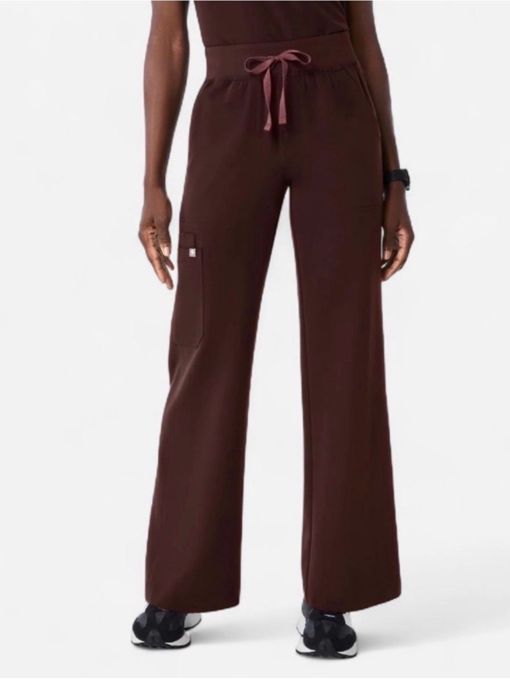 Figs Isabel Wide Leg High Waisted Scrub Pants Espresso NWT